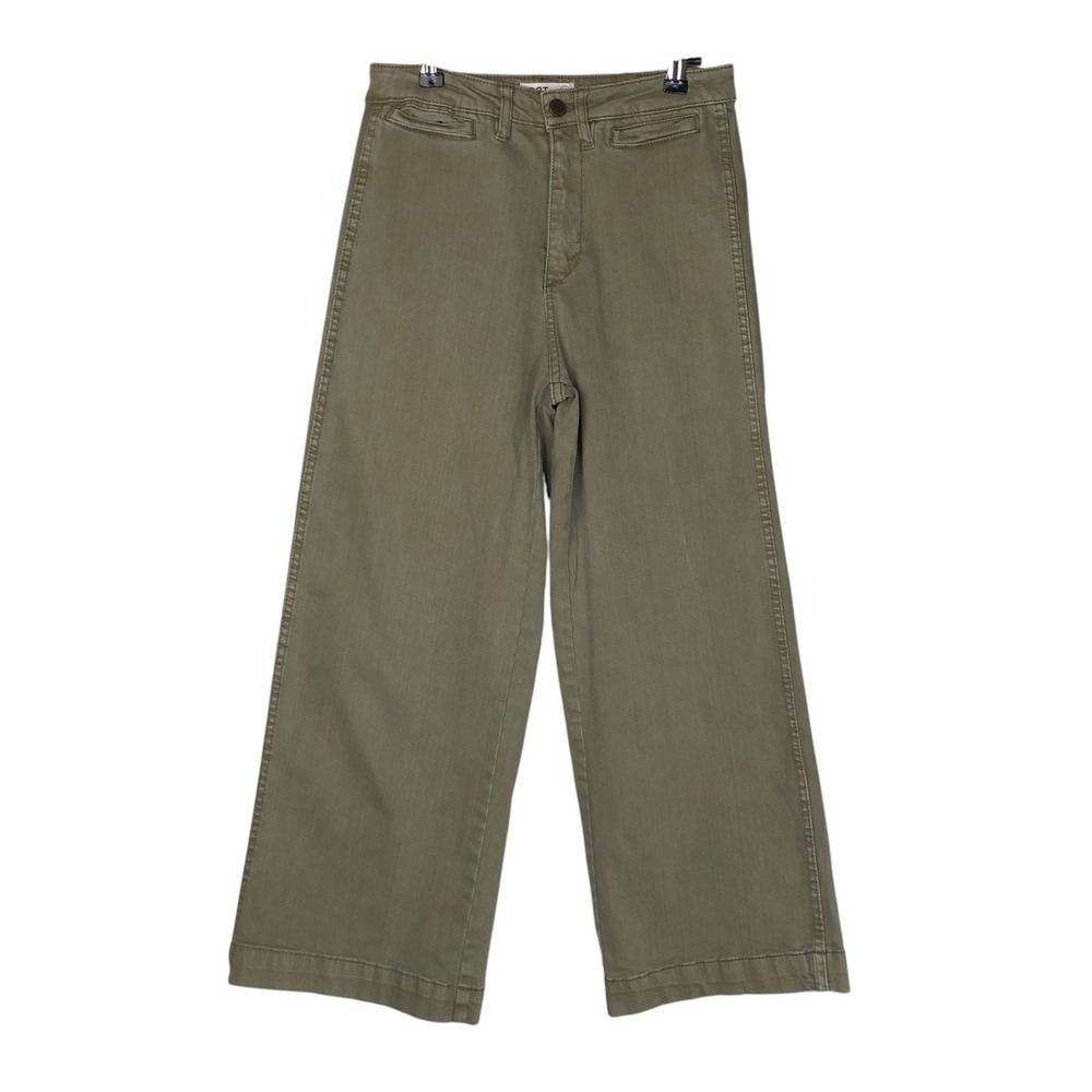 OAT New York Womens Wide Leg Crop‎ Pants Size 4/27 Green Contemporary Denim